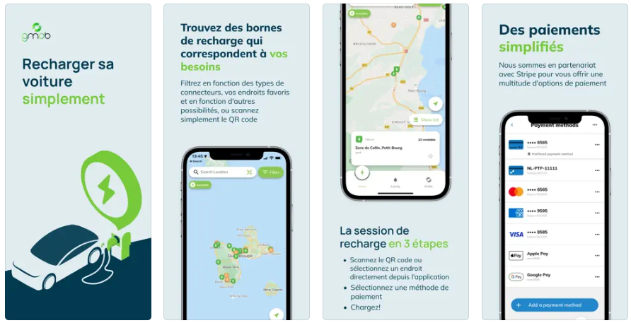 GMOB application bornes de recharge Guadeloupe MArtinique Guyane